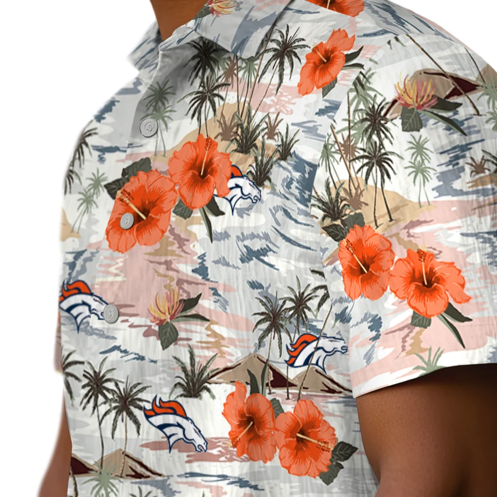 Denver Broncos Hawaiian Shirt - Hibiscus Seaside denver broncos hibiscus seaside white hawaiian shirts trendy