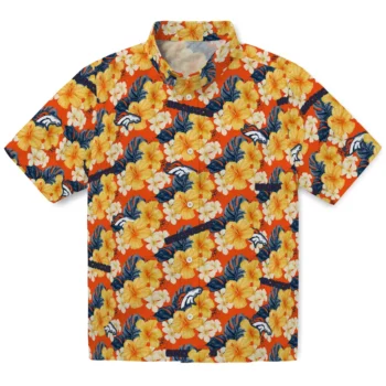 denver broncos hibiscus tropics orange yellow hawaiian shirts best selling