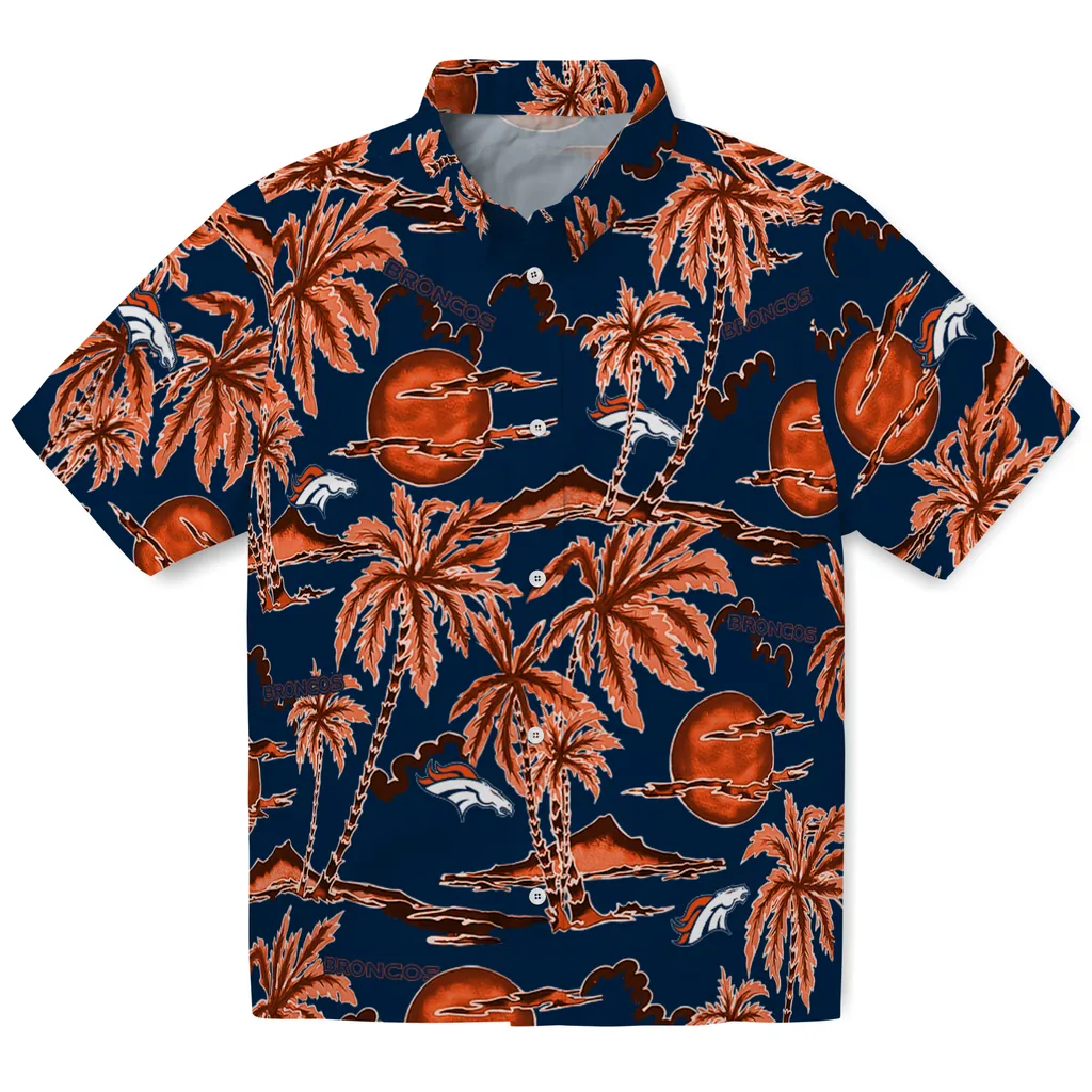 Denver Broncos Hawaiian Shirt - Palm Sunset denver broncos palm sunset hawaiian shirts best selling