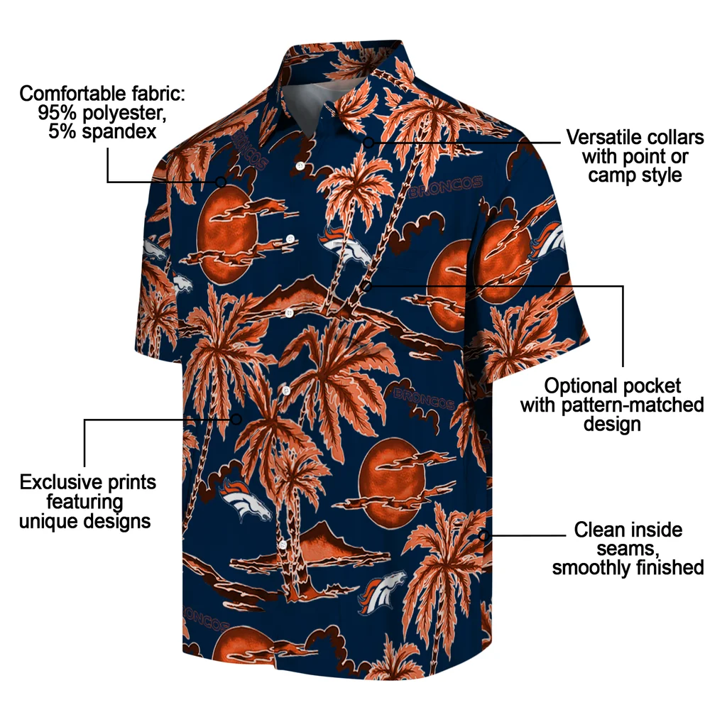 Denver Broncos Hawaiian Shirt - Palm Sunset denver broncos palm sunset hawaiian shirts new arrival