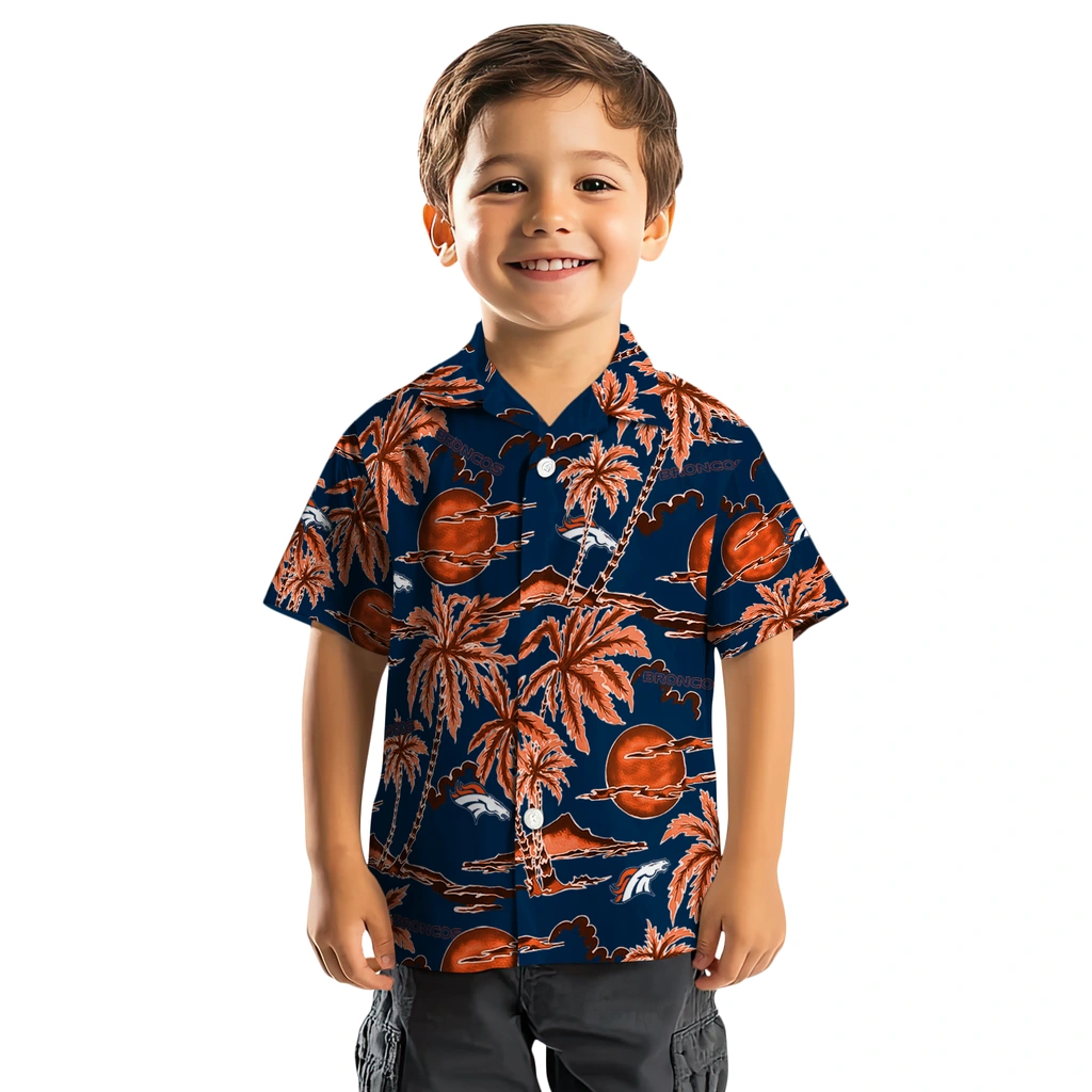 Denver Broncos Hawaiian Shirt - Palm Sunset denver broncos palm sunset hawaiian shirts top rated