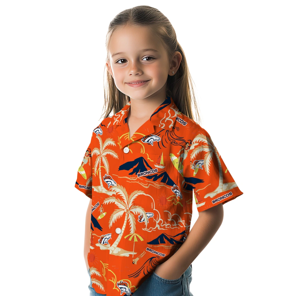 Denver Broncos Hawaiian Shirt - Palm Tree Island denver broncos palm tree island orange hawaiian shirts premium grade