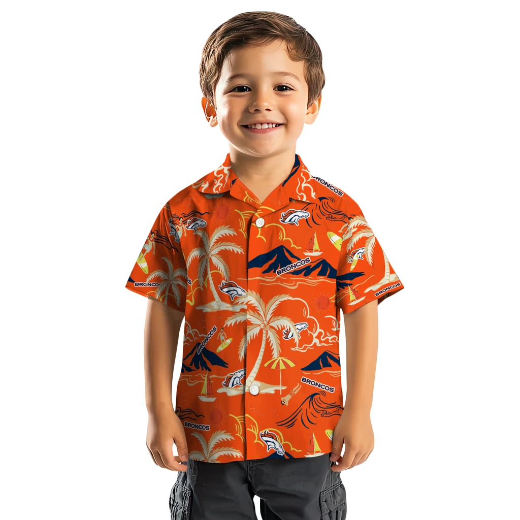 Denver Broncos Hawaiian Shirt - Palm Tree Island denver broncos palm tree island orange hawaiian shirts top rated