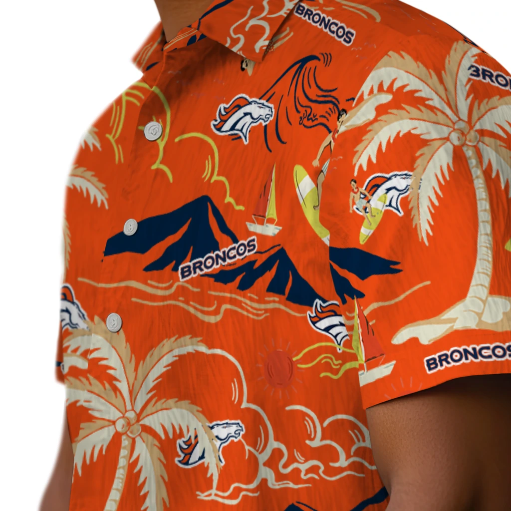 Denver Broncos Hawaiian Shirt - Palm Tree Island denver broncos palm tree island orange hawaiian shirts trendy