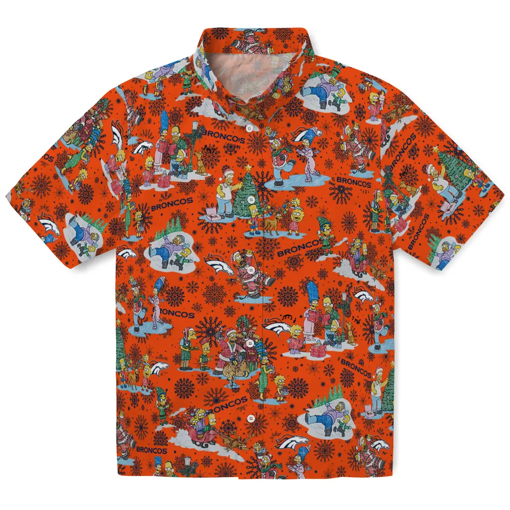 Denver Broncos Hawaiian Shirt - Simpsons Christmas denver broncos simpsons christmas orange hawaiian shirts best selling