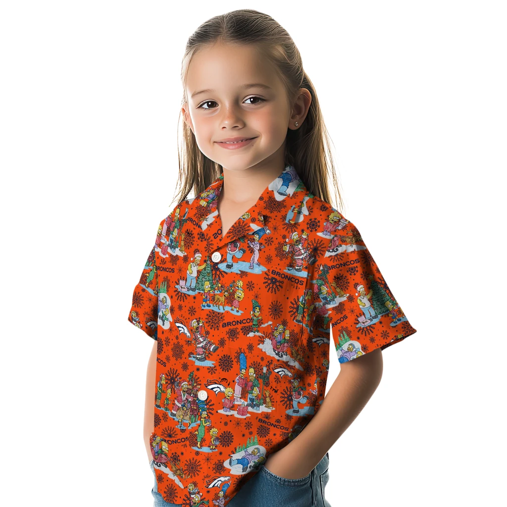 Denver Broncos Hawaiian Shirt - Simpsons Christmas denver broncos simpsons christmas orange hawaiian shirts premium grade