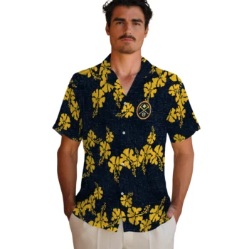 denver nuggets hibiscus petals blue hawaiian shirts fashion forward