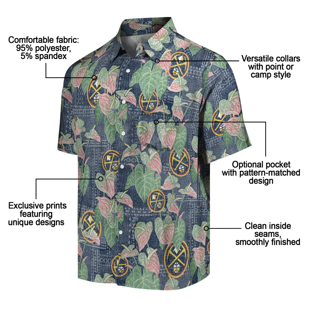 Denver Nuggets Hawaiian Shirt - Anthurium Overlay denver nuggets anthurium overlay blue hawaiian shirts new arrival