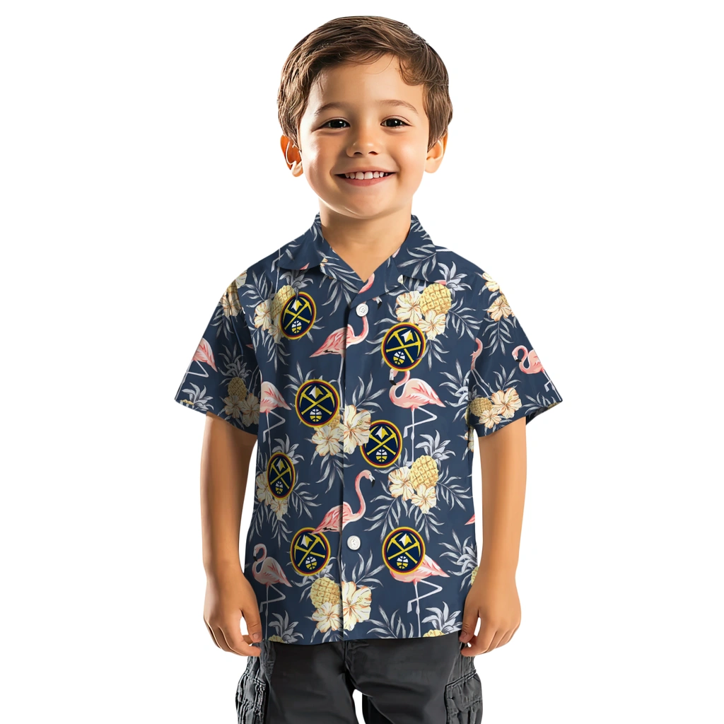 Denver Nuggets Hawaiian Shirt - Flamingo Hibiscus denver nuggets flamingo hibiscus navy hawaiian shirts top rated