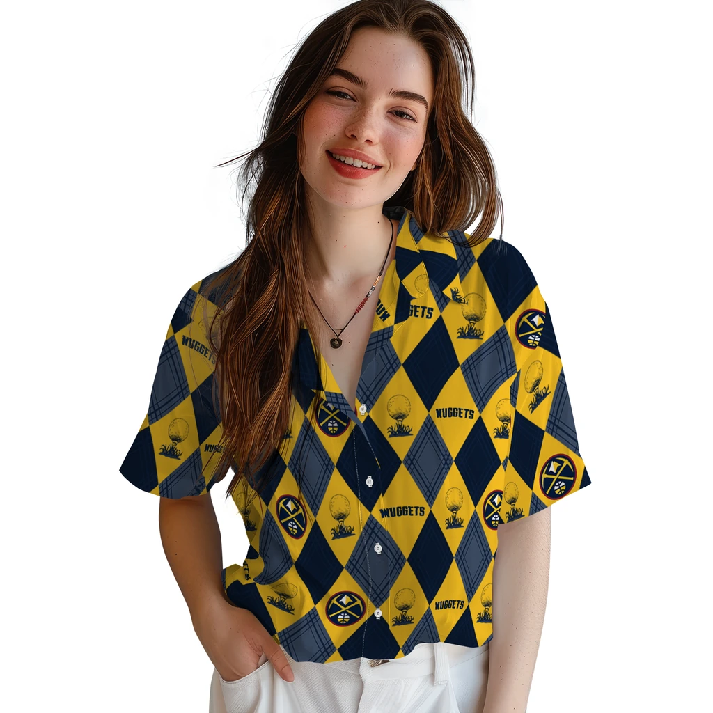 Denver Nuggets Hawaiian Shirt - Golfing Plaid denver nuggets balloon plaid blue hawaiian shirts latest model