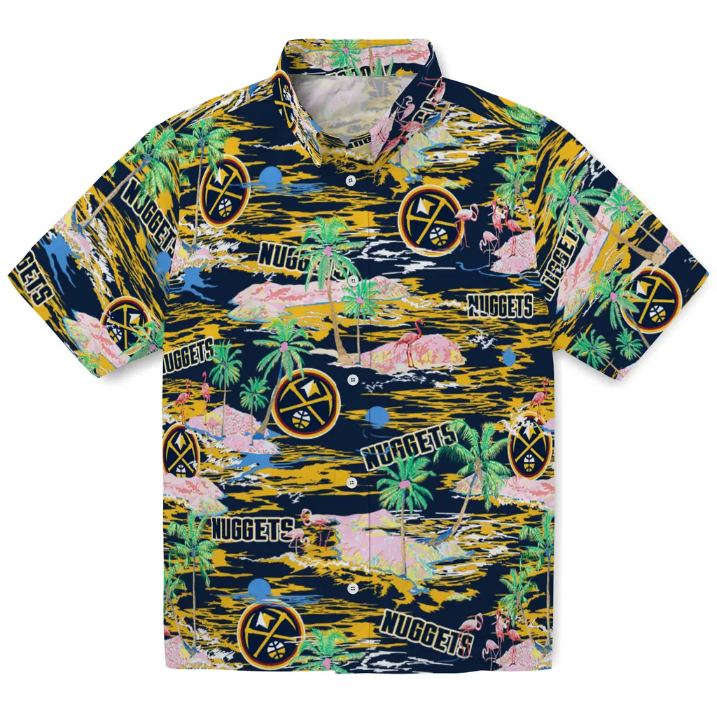 Denver Nuggets Hawaiian Shirt - Hawaii Island denver nuggets flamingo retreat blue hawaiian shirts best selling
