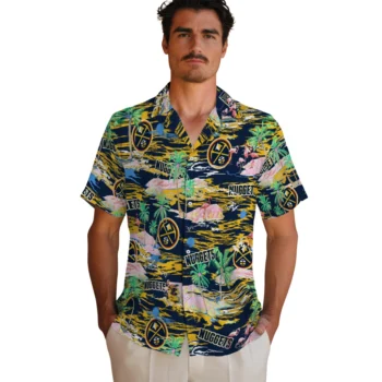 denver nuggets flamingo retreat blue hawaiian shirts fashion forward