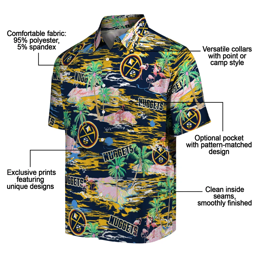 Denver Nuggets Hawaiian Shirt - Hawaii Island denver nuggets flamingo retreat blue hawaiian shirts new arrival