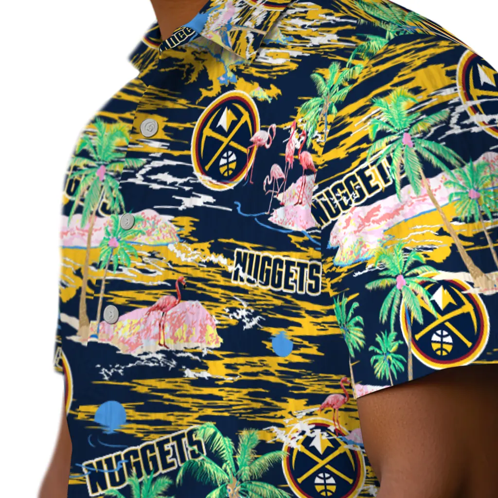 Denver Nuggets Hawaiian Shirt - Hawaii Island denver nuggets flamingo retreat blue hawaiian shirts trendy