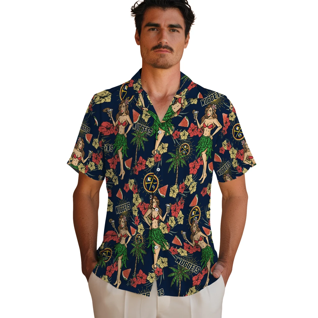 Denver Nuggets Hawaiian Shirt - Hawaiian Girls Design denver nuggets hawaiian girls design blue hawaiian shirts fashion forward