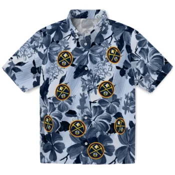 denver nuggets hibiscus arrangement blue hawaiian shirts best selling
