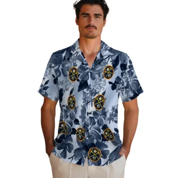 denver nuggets hibiscus arrangement blue hawaiian shirts fashion forward