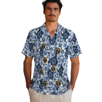 denver nuggets hibiscus blooms blue hawaiian shirts fashion forward