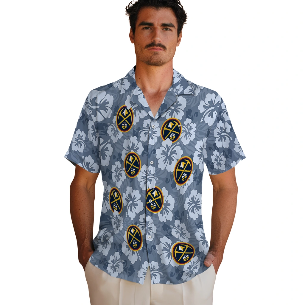 Denver Nuggets Hawaiian Shirt - Hibiscus Cluster denver nuggets hibiscus cluster blue hawaiian shirts fashion forward