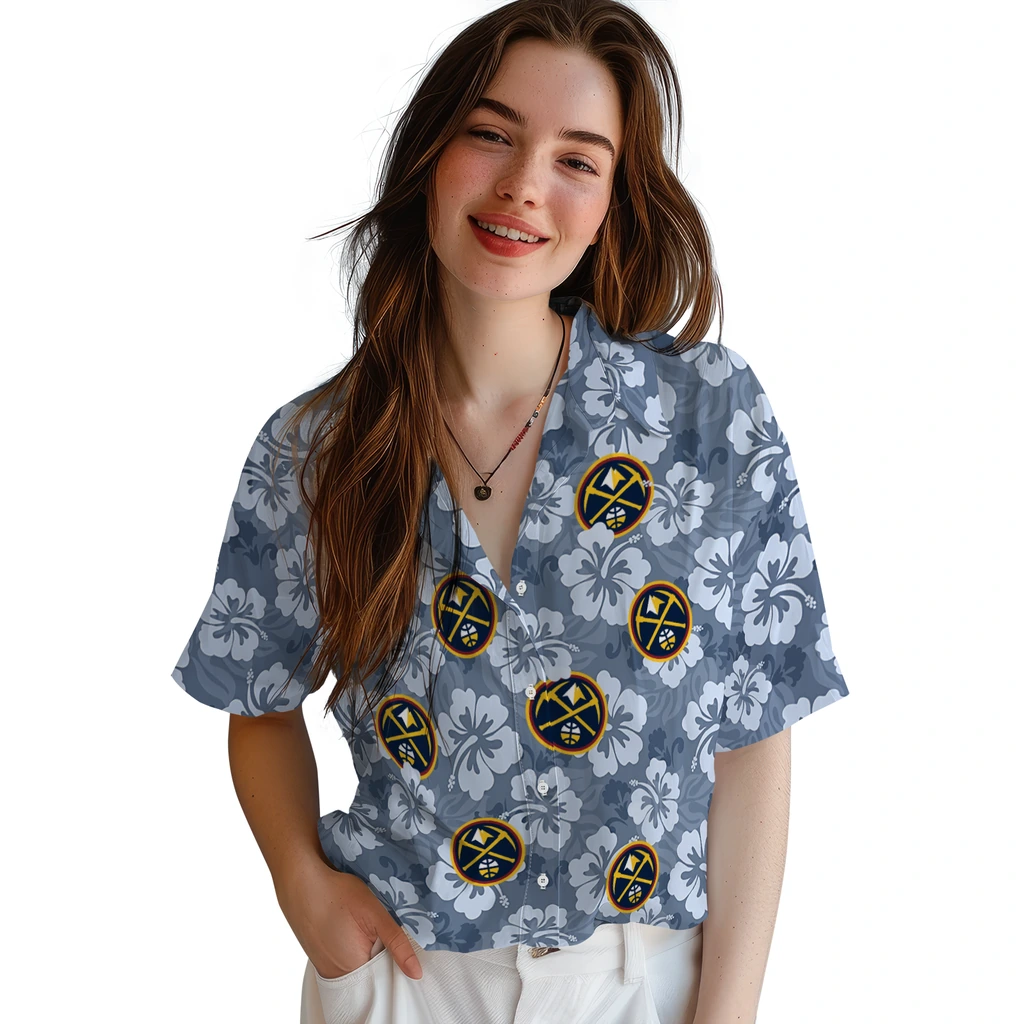 Denver Nuggets Hawaiian Shirt - Hibiscus Cluster denver nuggets hibiscus cluster blue hawaiian shirts latest model