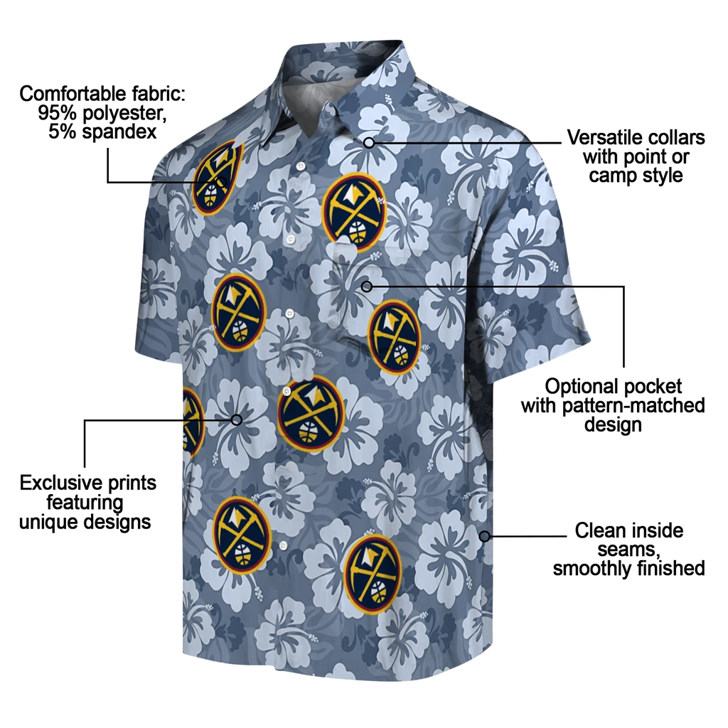 Denver Nuggets Hawaiian Shirt - Hibiscus Cluster denver nuggets hibiscus cluster blue hawaiian shirts new arrival