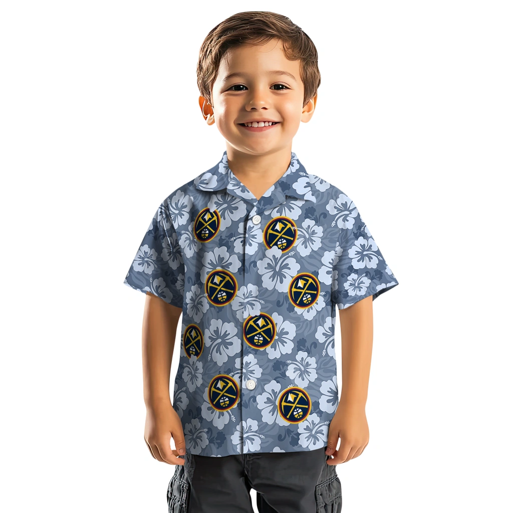 Denver Nuggets Hawaiian Shirt - Hibiscus Cluster denver nuggets hibiscus cluster blue hawaiian shirts top rated