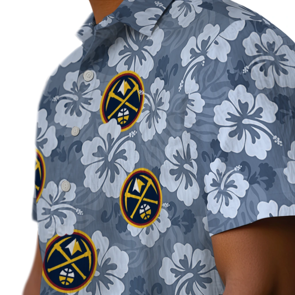 Denver Nuggets Hawaiian Shirt - Hibiscus Cluster denver nuggets hibiscus cluster blue hawaiian shirts trendy