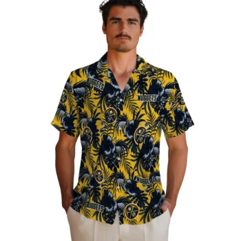 denver nuggets hibiscus exotic blue hawaiian shirts fashion forward