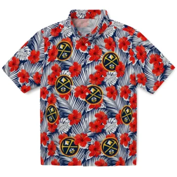 denver nuggets hibiscus fiesta red royal blue hawaiian shirts best selling