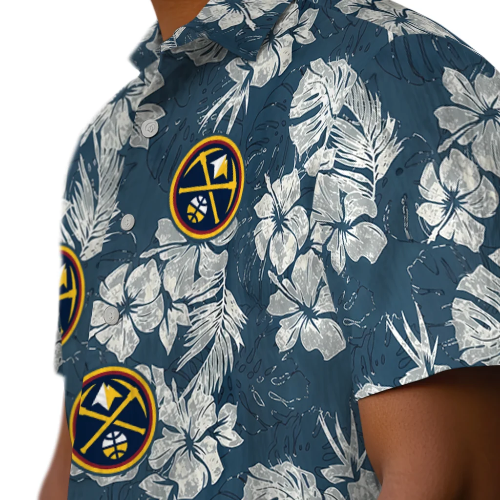 Denver Nuggets Hawaiian Shirt - Hibiscus Flowers denver nuggets hibiscus flowers navy blue hawaiian shirts trendy