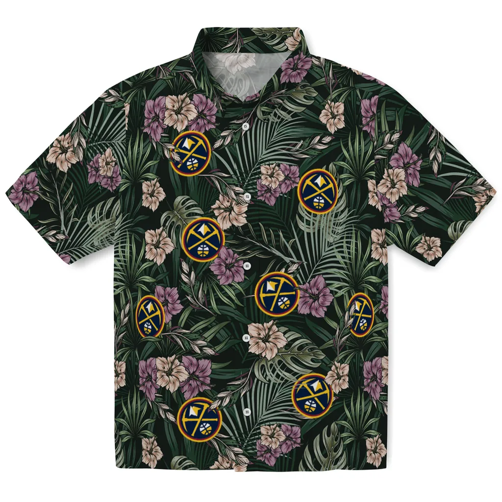 Denver Nuggets Hawaiian Shirt - Hibiscus Leaves Pattern denver nuggets hibiscus leaves pattern green hawaiian shirts best selling