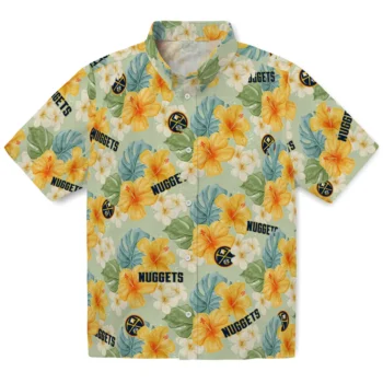denver nuggets hibiscus mood pale lime yellow hawaiian shirts best selling