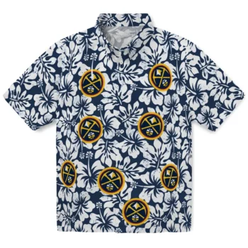 denver nuggets hibiscus motif blue white hawaiian shirts best selling