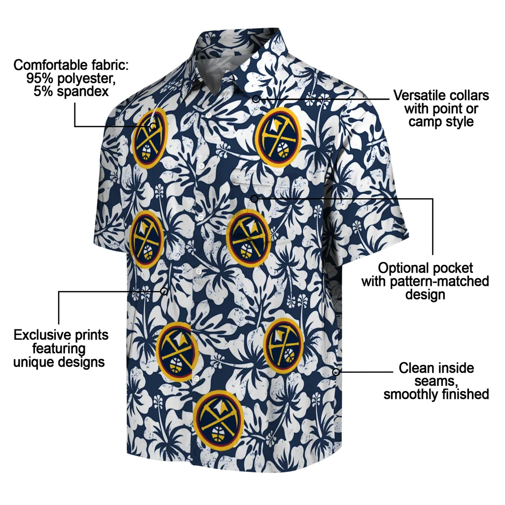 Denver Nuggets Hawaiian Shirt - Hibiscus Motif denver nuggets hibiscus motif blue white hawaiian shirts new arrival