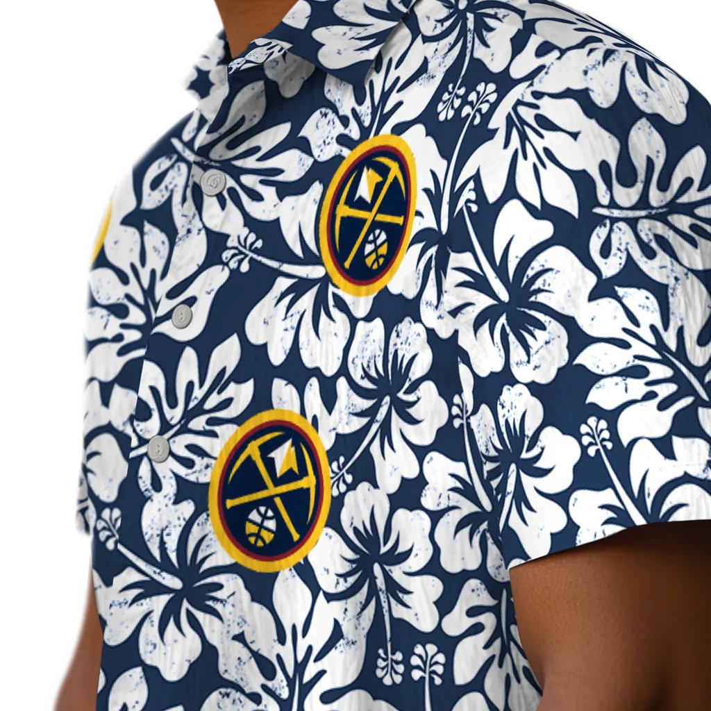 Denver Nuggets Hawaiian Shirt - Hibiscus Motif denver nuggets hibiscus motif blue white hawaiian shirts trendy