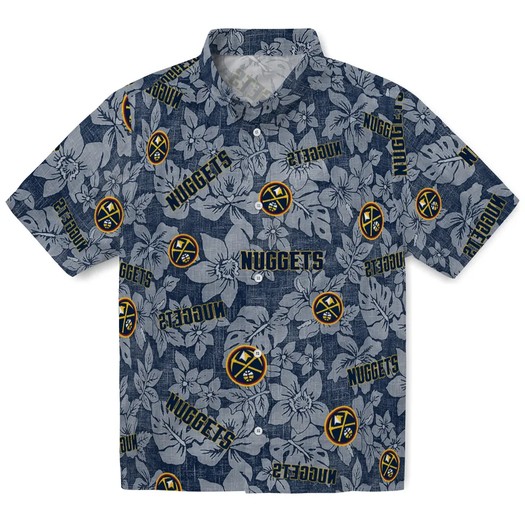 Denver Nuggets Hawaiian Shirt - Hibiscus Oasis denver nuggets hibiscus oasis blue hawaiian shirts best selling