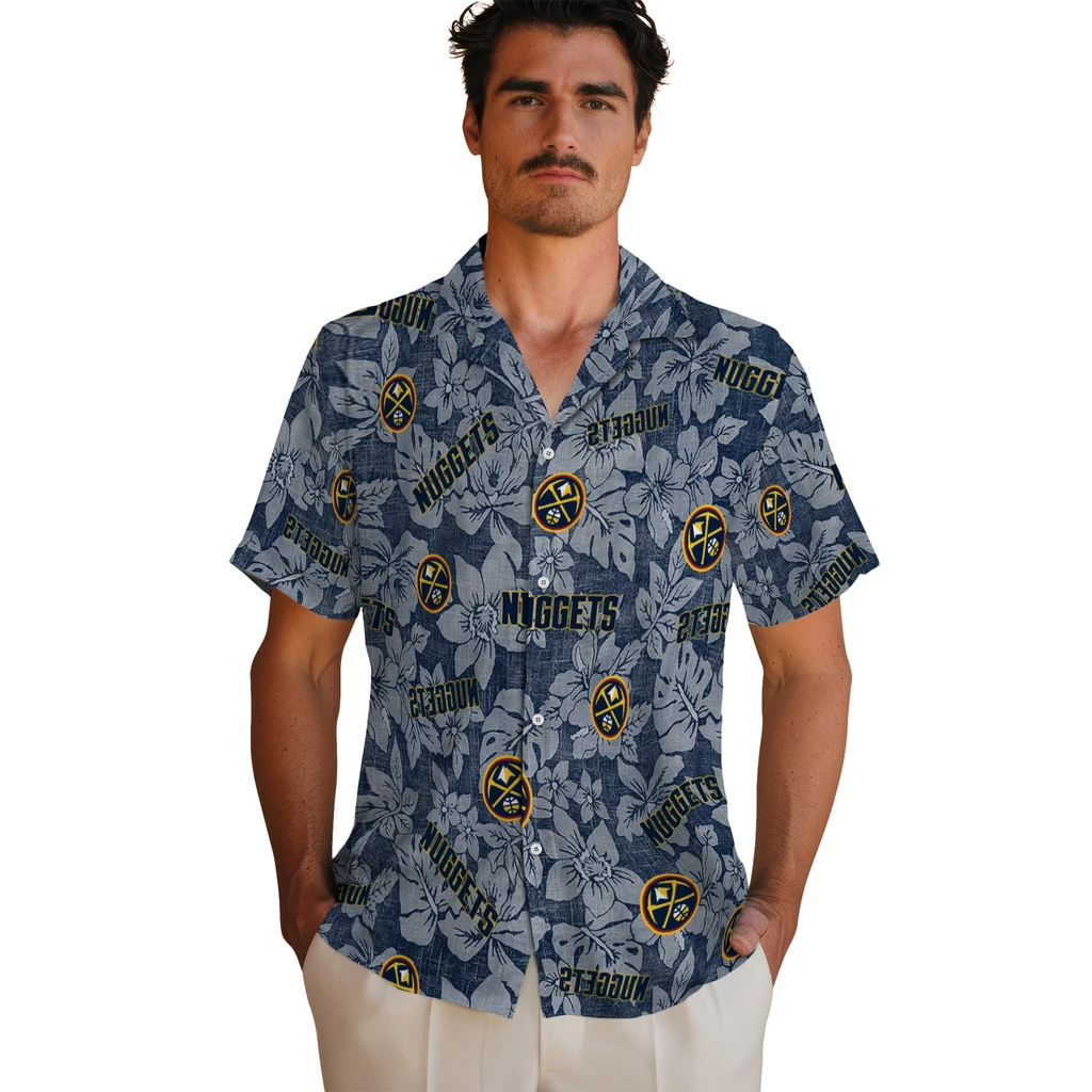 Denver Nuggets Hawaiian Shirt - Hibiscus Oasis denver nuggets hibiscus oasis blue hawaiian shirts fashion forward