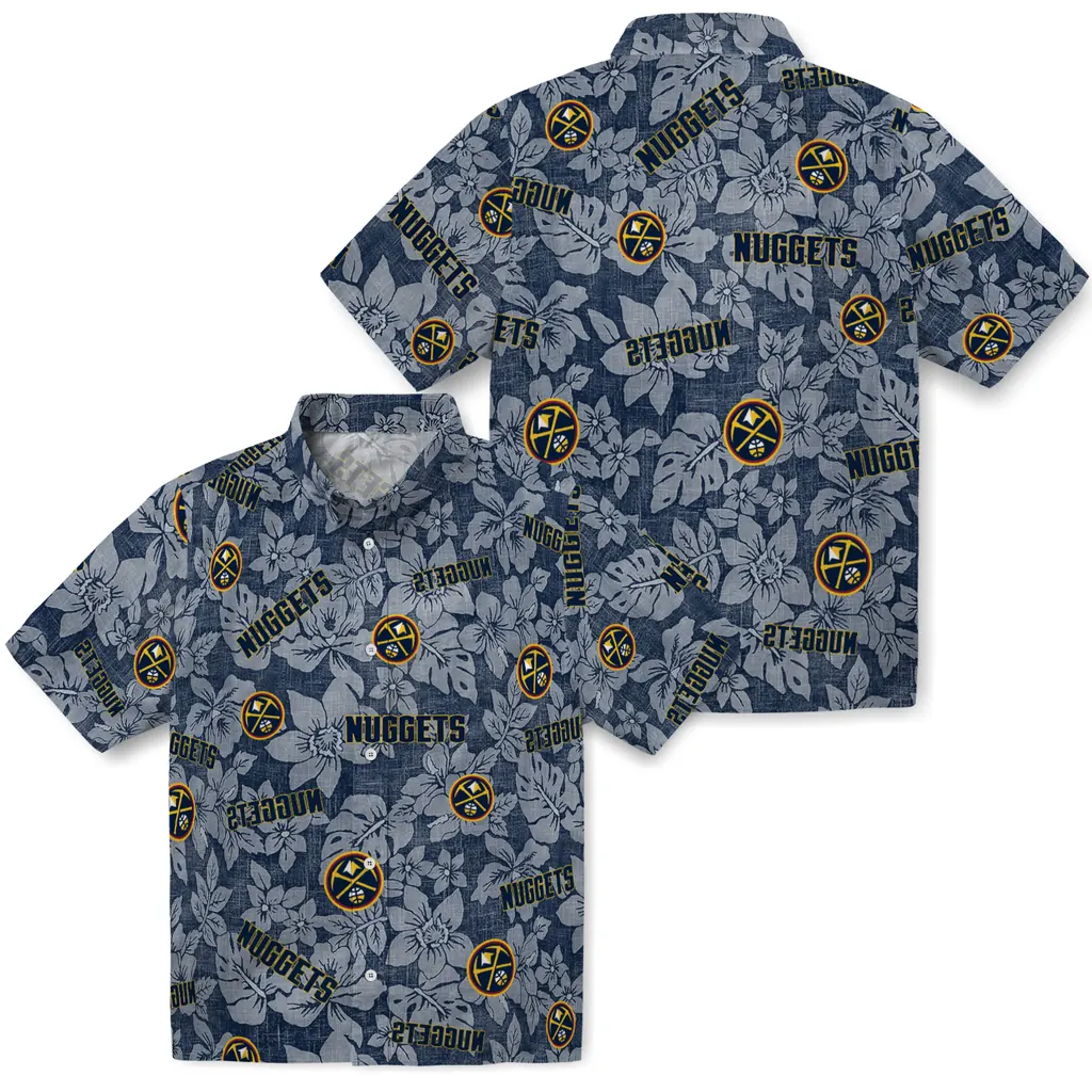 Denver Nuggets Hawaiian Shirt - Hibiscus Oasis denver nuggets hibiscus oasis blue hawaiian shirts high quality