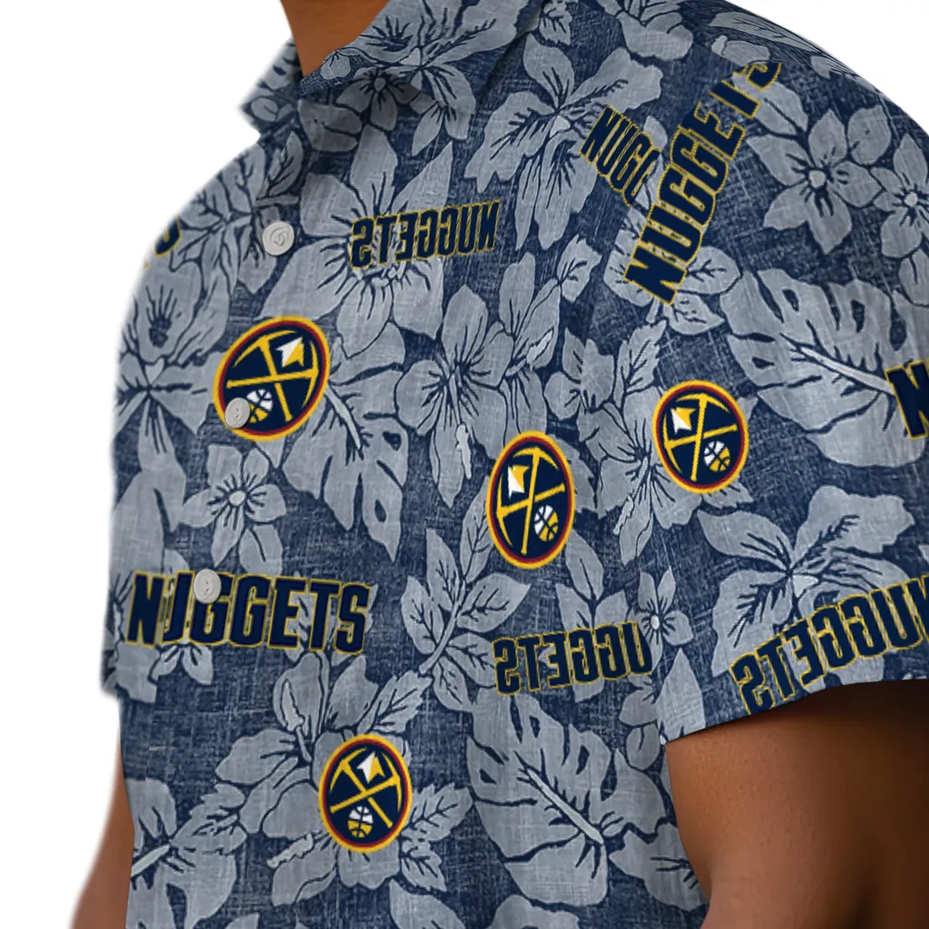 Denver Nuggets Hawaiian Shirt - Hibiscus Oasis denver nuggets hibiscus oasis blue hawaiian shirts trendy