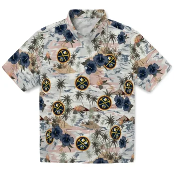 denver nuggets hibiscus seaside white hawaiian shirts best selling