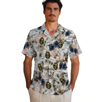 denver nuggets hibiscus seaside white hawaiian shirts fashion forward