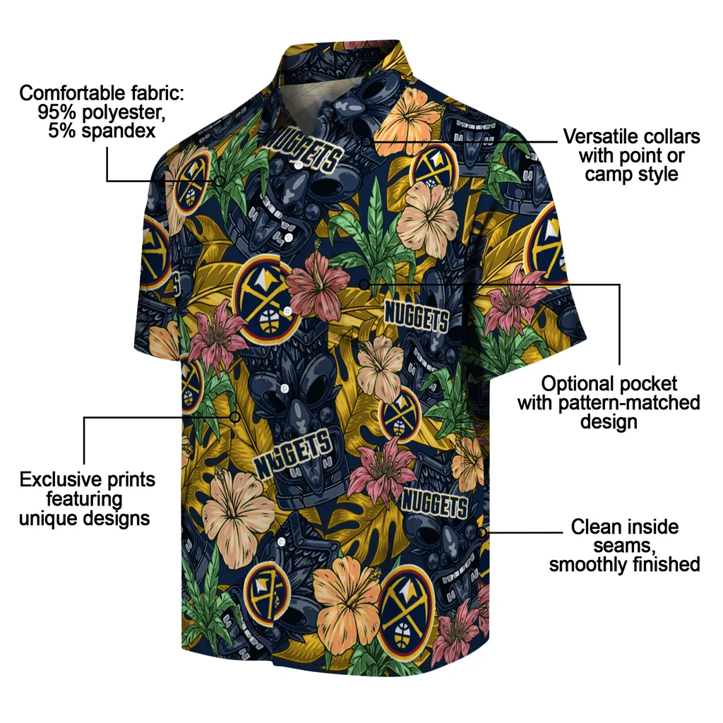 Denver Nuggets Hawaiian Shirt - Hibiscus Tiki Jungle denver nuggets tiki jungle blue hawaiian shirts new arrival