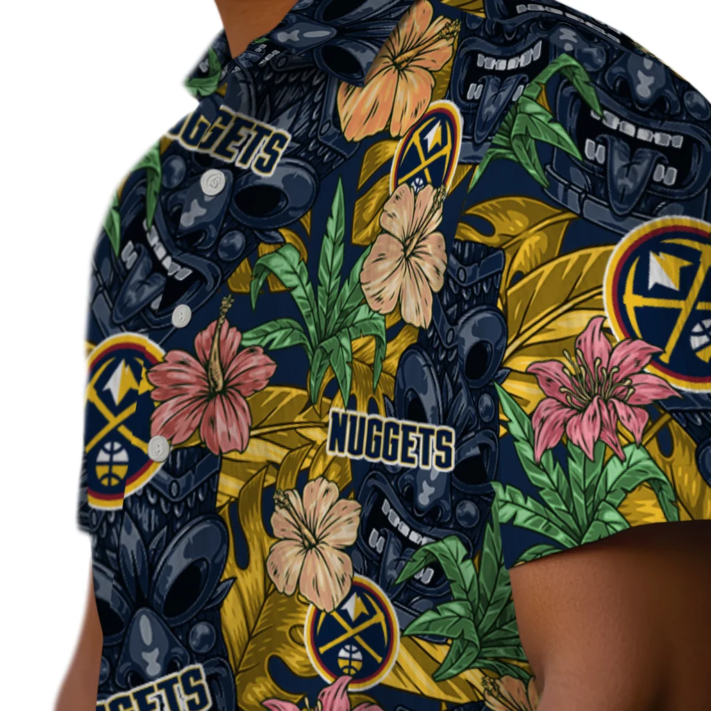 Denver Nuggets Hawaiian Shirt - Hibiscus Tiki Jungle denver nuggets tiki jungle blue hawaiian shirts trendy
