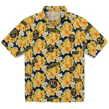 denver nuggets hibiscus tropics blue yellow hawaiian shirts best selling
