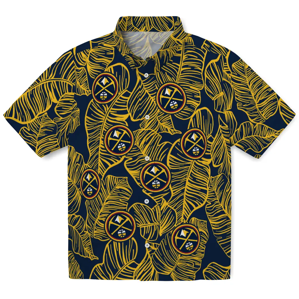 Denver Nuggets Hawaiian Shirt - Leaf Outline denver nuggets leaf outline blue hawaiian shirts best selling
