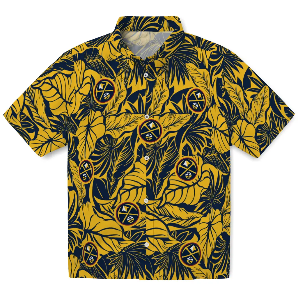 Denver Nuggets Hawaiian Shirt - Monstera Layer denver nuggets monstera layer blue hawaiian shirts best selling