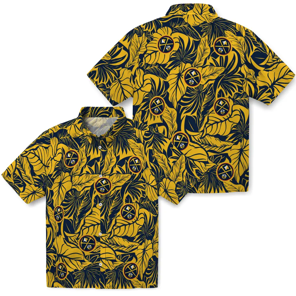 Denver Nuggets Hawaiian Shirt - Monstera Layer denver nuggets monstera layer blue hawaiian shirts high quality