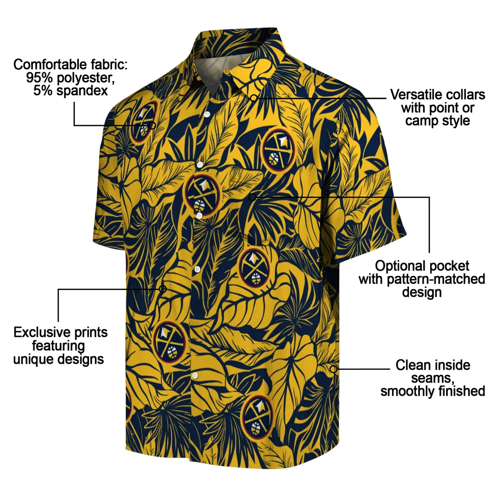 Denver Nuggets Hawaiian Shirt - Monstera Layer denver nuggets monstera layer blue hawaiian shirts new arrival