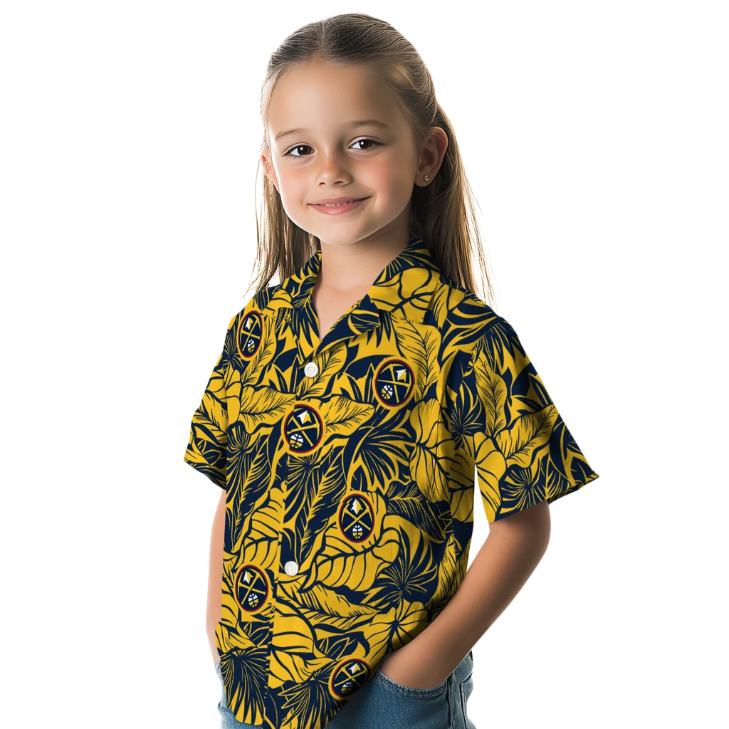 Denver Nuggets Hawaiian Shirt - Monstera Layer denver nuggets monstera layer blue hawaiian shirts premium grade