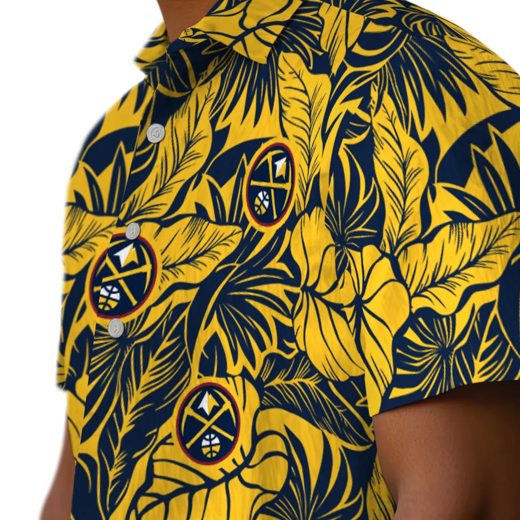 Denver Nuggets Hawaiian Shirt - Monstera Layer denver nuggets monstera layer blue hawaiian shirts trendy